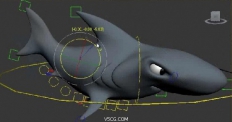 卡通鲨鱼的模型和动画绑定制作