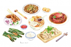 Singaporean Dishes 美食插画 by Tuan Nini