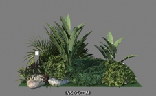 景观灌木组合，花架模型