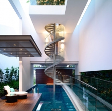 新加坡 设计住宅围绕螺旋楼梯