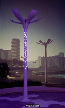 飞利浦展示的绿色科技原型，智能'花'灯杆