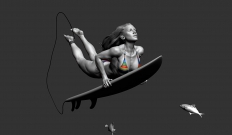 3D静帧表现 冲浪/潜水女神制作
